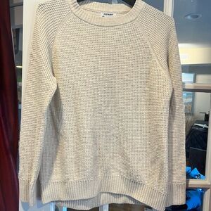 Old Navy Women's Cream Textured Crew Neck Sweater